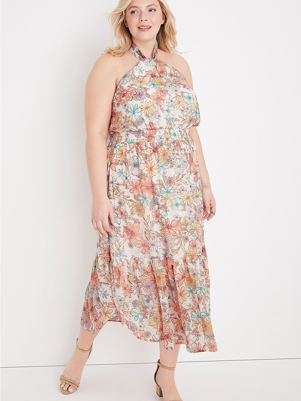 Maurices Floral Halter Midi Dress